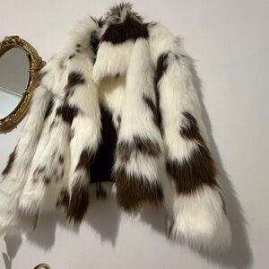 Zara White and Brown Teddy Jacket